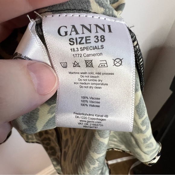 Ganni Animal Print V-Neck Midi Dress size 8 - Picture 7 of 8